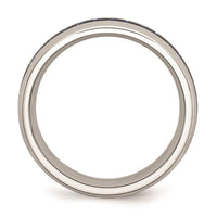 Stainless Steel Blue Carbon Fiber Inlay Polished Band ,