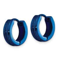 Stainless Steel Blue IP-Plated Laser cut Hinged Hoop Earrings ,