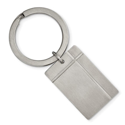 Stainless Steel Brushed & Grooved Key Chain ,