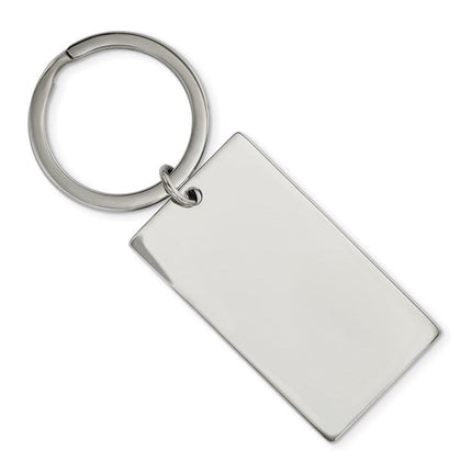 Stainless Steel Brushed & Polished 1.85mm Rectangle Reversible Key Chain ,