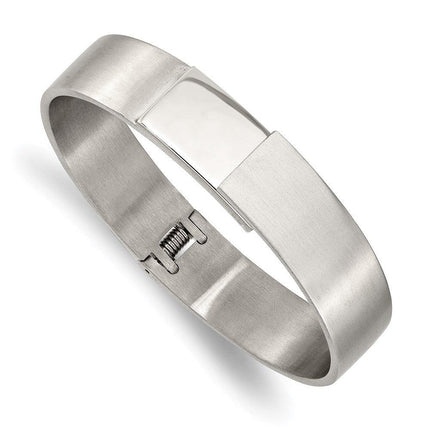 Stainless Steel Brushed and Polished 13mm Hinged Bangle ,