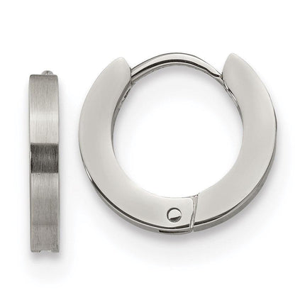 Stainless Steel Brushed and Polished 2.0mm Hinged Hoop Earrings ,