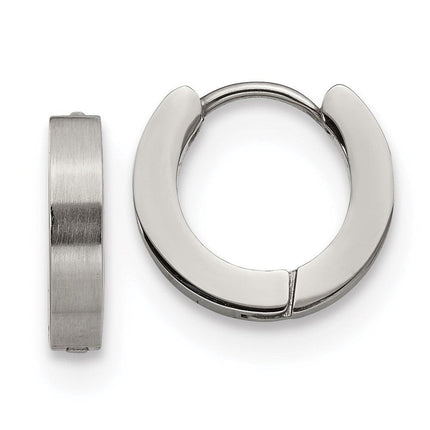 Stainless Steel Brushed and Polished 3.0mm Hinged Hoop Earrings ,