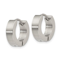 Stainless Steel Brushed and Polished 4.0mm Hinged Hoop Earrings ,