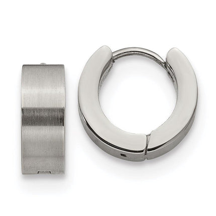 Stainless Steel Brushed and Polished 5.0mn Hinged Hoop Earrings ,