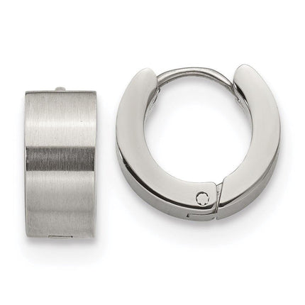 Stainless Steel Brushed and Polished 6.0mm Hinged Hoop Earrings ,