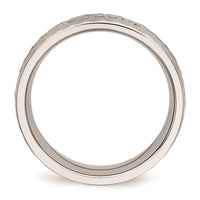 Stainless Steel Brushed and Polished Black CZ Hammered Ring ,