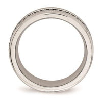 Stainless Steel Brushed and Polished Black CZ Ring ,