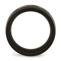 Stainless Steel Brushed and Polished Black IP CZ Ring ,
