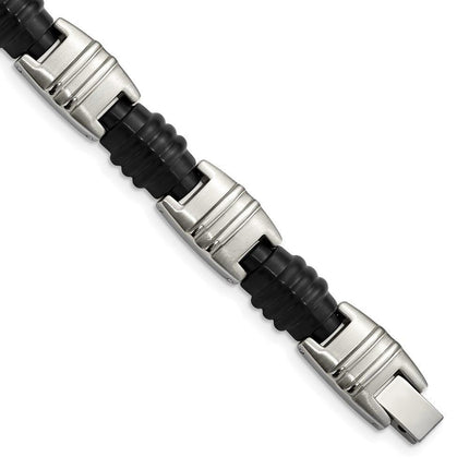 Stainless Steel Brushed and Polished Black IP Link Bracelet ,