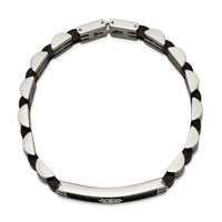 Stainless Steel Brushed and Polished Black IP-plated 8.25in ID Bracelet ,