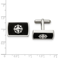 Stainless Steel Brushed and Polished Black IP-plated Compass Cufflinks ,
