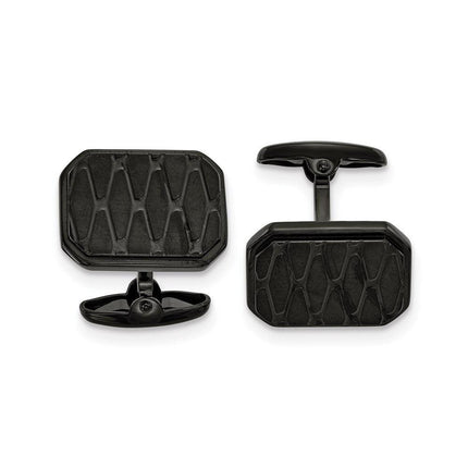 Stainless Steel Brushed and Polished Black IP-plated Cufflinks ,
