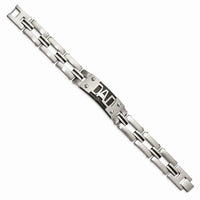 Stainless Steel Brushed and Polished Black IP-plated DAD 9in Bracelet ,