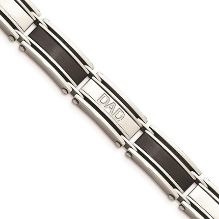 Stainless Steel Brushed and Polished Black IP-plated DAD Link Bracelet ,
