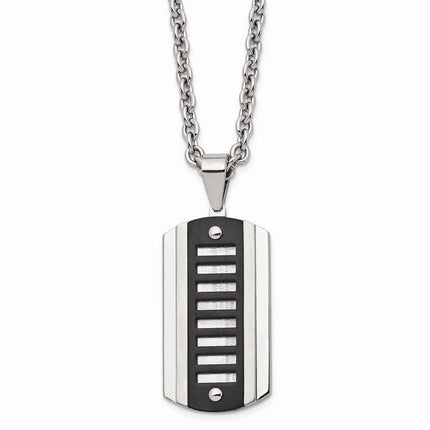 Stainless Steel Brushed & Polished Black Ip-plated Dog Tag Necklace ,