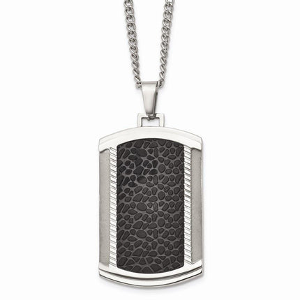 Stainless Steel Brushed and Polished Black IP-plated Dogtag Necklace ,