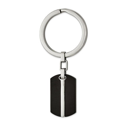 Stainless Steel Brushed and Polished Black IP-plated Key Ring ,