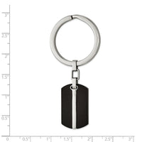 Stainless Steel Brushed and Polished Black IP-plated Key Ring ,