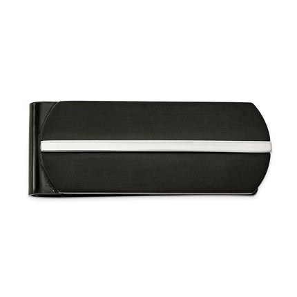 Stainless Steel Brushed and Polished Black IP-plated Money Clip ,