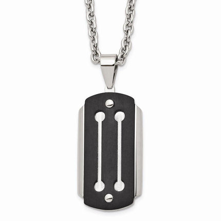 Stainless Steel Brushed and Polished Black IP-plated Necklace ,