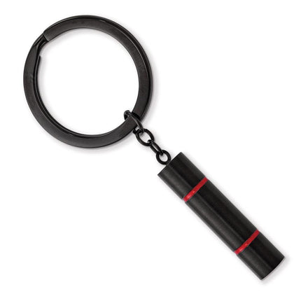 Stainless Steel Brushed and Polished Black IP-plated w/Red Enamel Key Ring ,