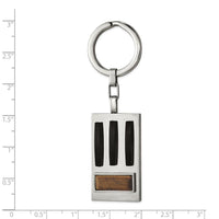 Stainless Steel Brushed and Polished Black IP w/Tiger's Eye Key Ring ,