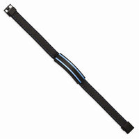 Stainless Steel Brushed & Polished Black/Blue IP Black Rubber 8.5in Bracele ,