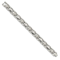 Stainless Steel Brushed and Polished Cross 8.25in Heavy Link Bracelet ,