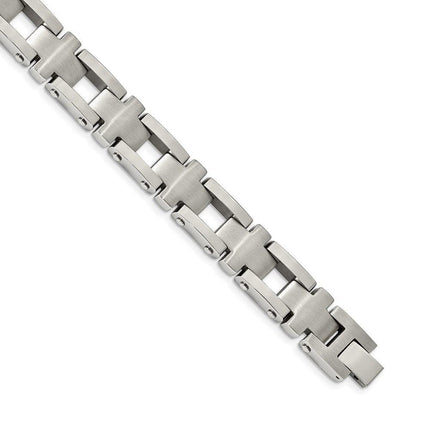 Stainless Steel Brushed and Polished Cross 8.5in Link Bracelet ,