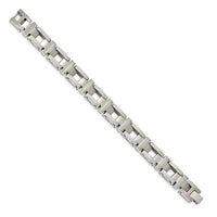 Stainless Steel Brushed and Polished Cross 8.5in Link Bracelet ,
