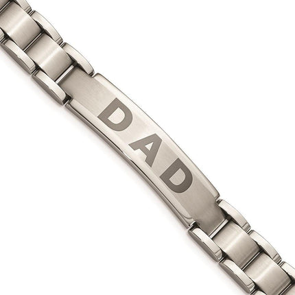 Stainless Steel Brushed & Polished Dad Bracelet ,
