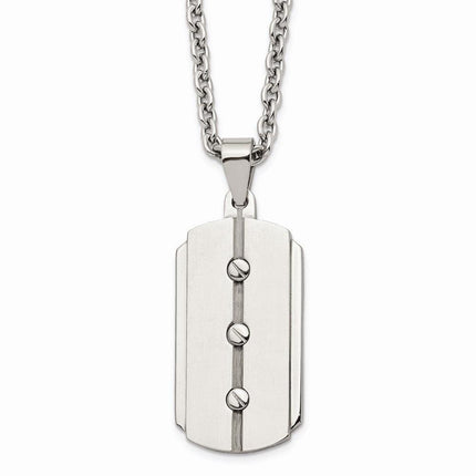 Stainless Steel Brushed and Polished Dog Tag Necklace ,