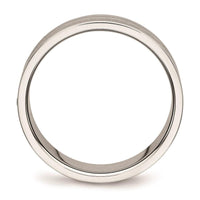 Stainless Steel Brushed and Polished Grooved CZ Ring ,
