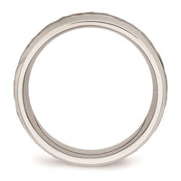 Stainless Steel Brushed and Polished Hammered 7.50mm Band ,