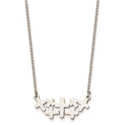Stainless Steel Brushed and Polished Multi Cross Necklace ,