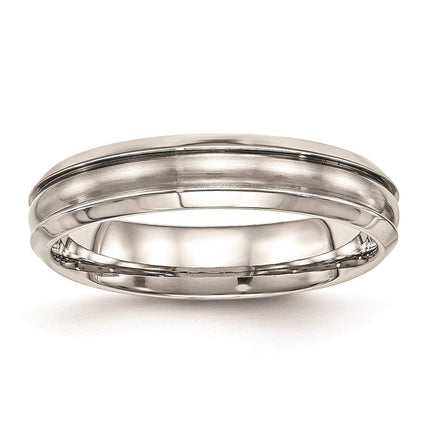 Stainless Steel Brushed and Polished Ridged 5.00mm Band ,