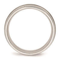 Stainless Steel Brushed and Polished Ridged 7.00mm Band ,