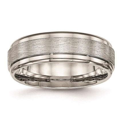 Stainless Steel Brushed and Polished Ridged Edge Ring ,