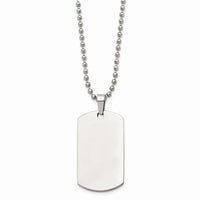 Stainless Steel Brushed & Polished Rounded Edge 2mm Thick Dog Tag Necklace ,