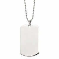 Stainless Steel Brushed & Polished Rounded Edge XLarge 2mm Dog Tag Necklace ,