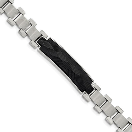 Stainless Steel Brushed and Polished Solid Carbon Fiber Inlay 8.25in Bracel ,