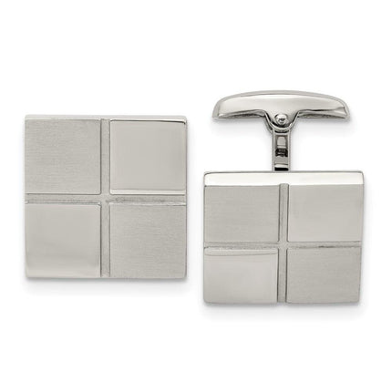 Stainless Steel Brushed and Polished Square Cufflinks ,