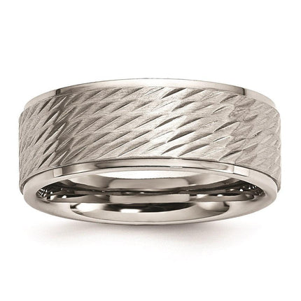 Stainless Steel Brushed and Polished Textured Band ,