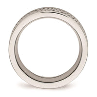 Stainless Steel Brushed and Polished Twisted 7.00mm Band ,