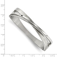 Stainless Steel Brushed and Polished Twisted Hinged Bangle ,