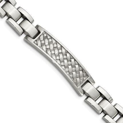 Stainless Steel Brushed and Polished Weaved Pattern ID Bracelet ,