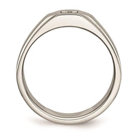 Stainless Steel Brushed and Polished with CZ Ring ,