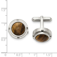 Stainless Steel Brushed and Polished with Tiger's Eye Cufflinks ,