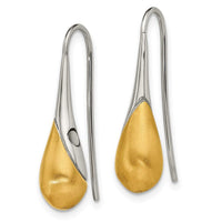 Stainless Steel Brushed & Polished Yellow IP Magnetic Shepherd Hook Earring ,